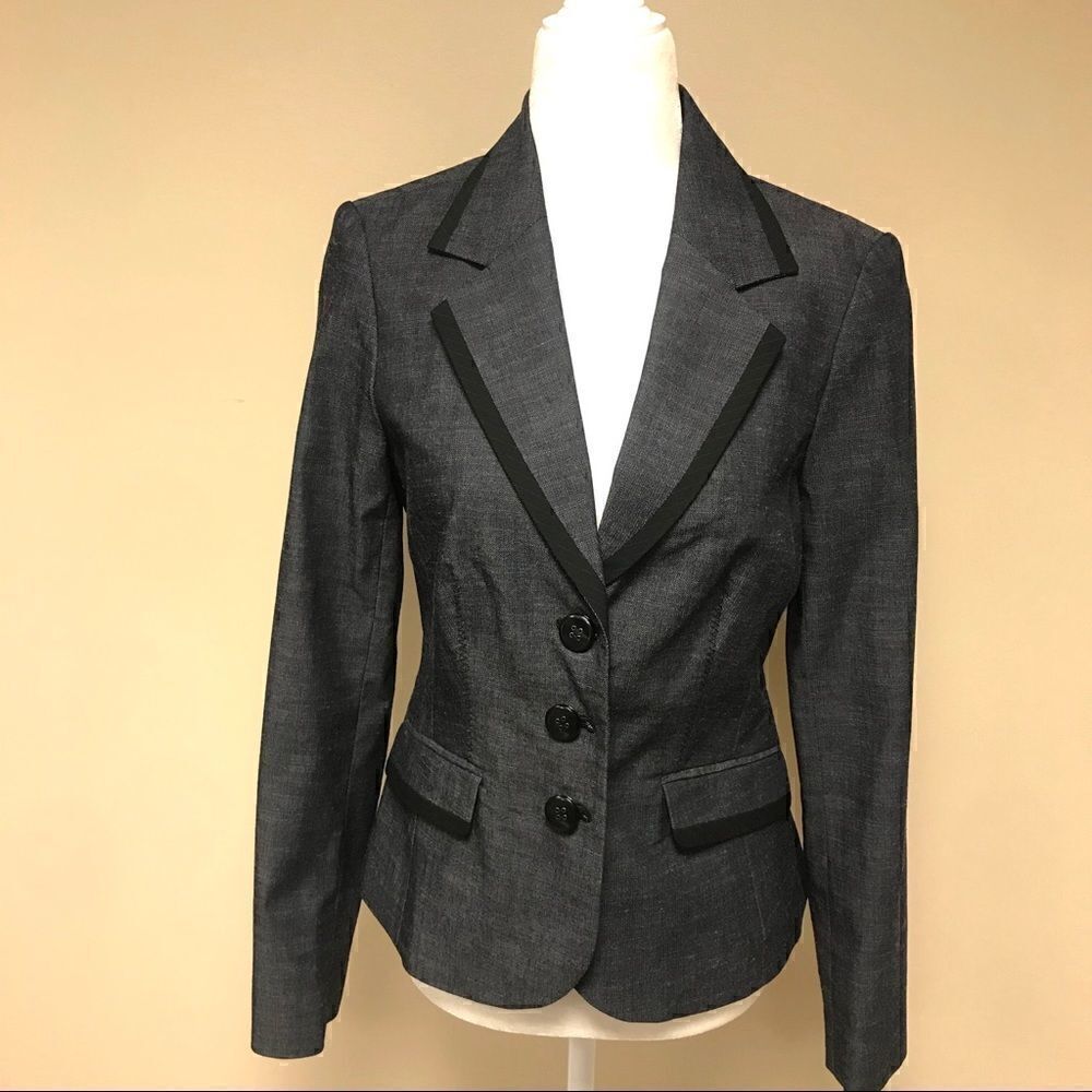 Limited dark chambray jacket black trim.    Size Sm